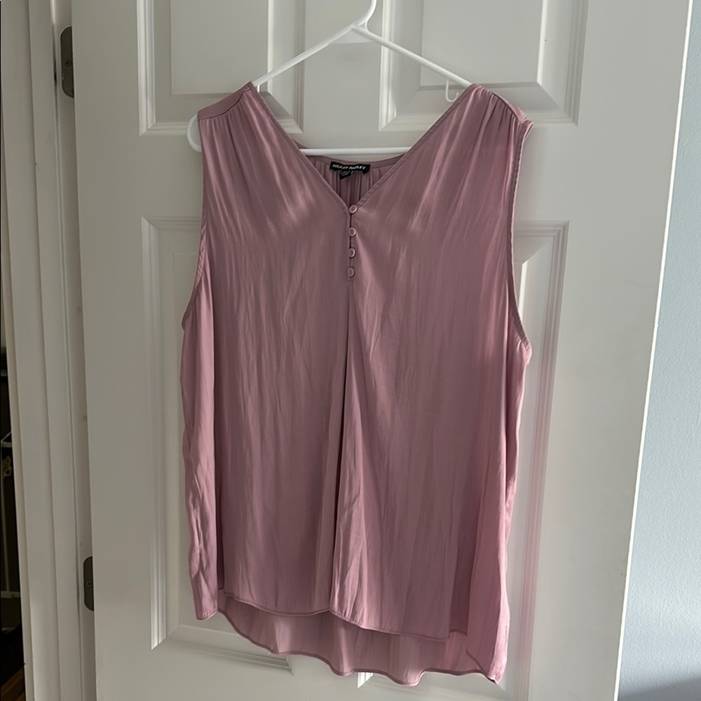 Hilary Radley Pink Sleeveless Pleated Blouse